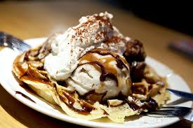 Waffles with ice-cream
