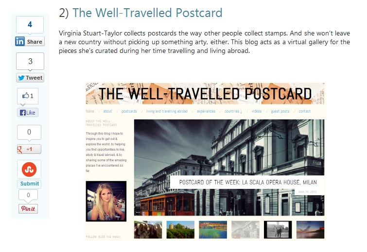 Top 10 - The Well-Travelled Postcard