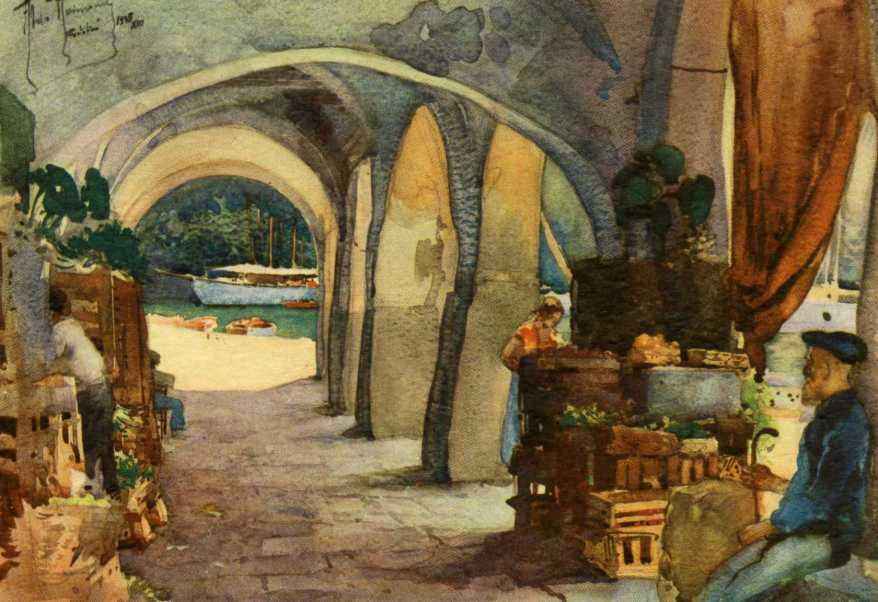 Antique postcard of Genoa