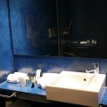 My gorgeous royal blue bathroom at the Methis&nbsp;Hotel