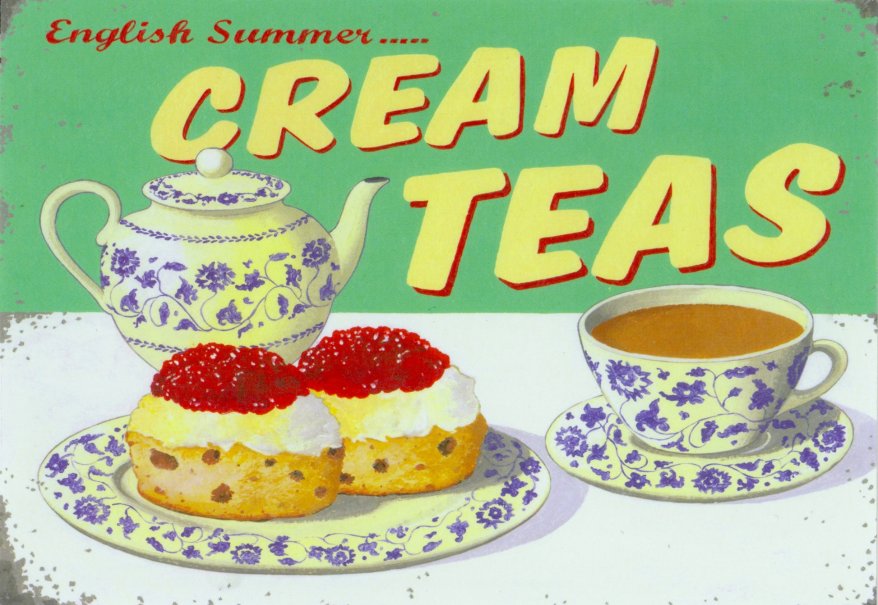 English Cream Tea postcard vintage advert