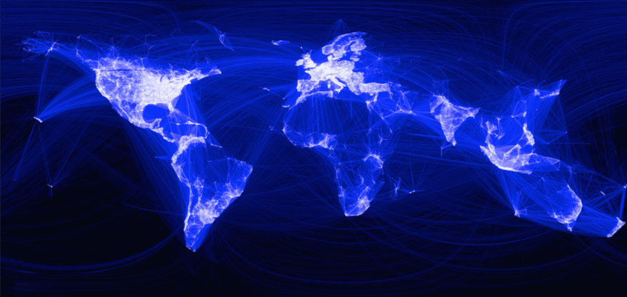 Big Data travel world map connections