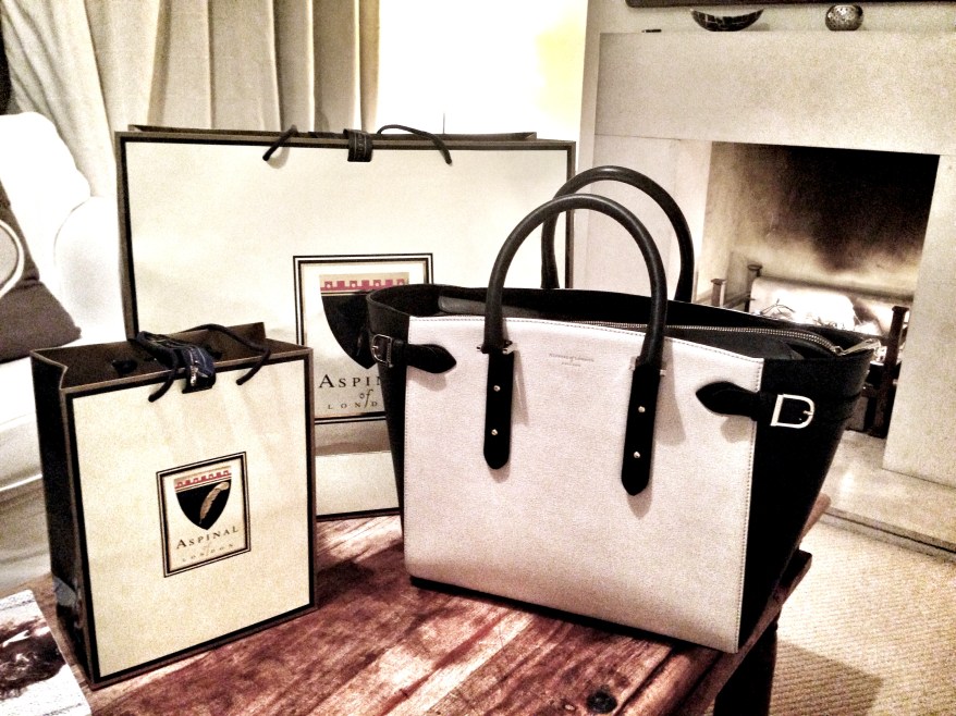 Aspinal of London Marylebone Tote portable charger handbag