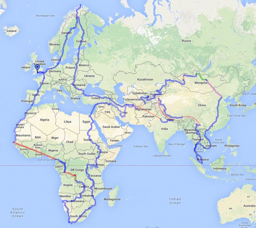 Charlie Walker cycle route around the world