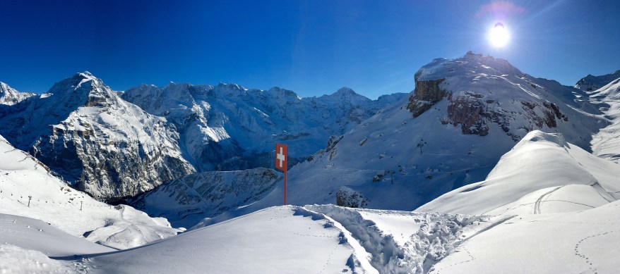Skiing in Murren, Switzerland