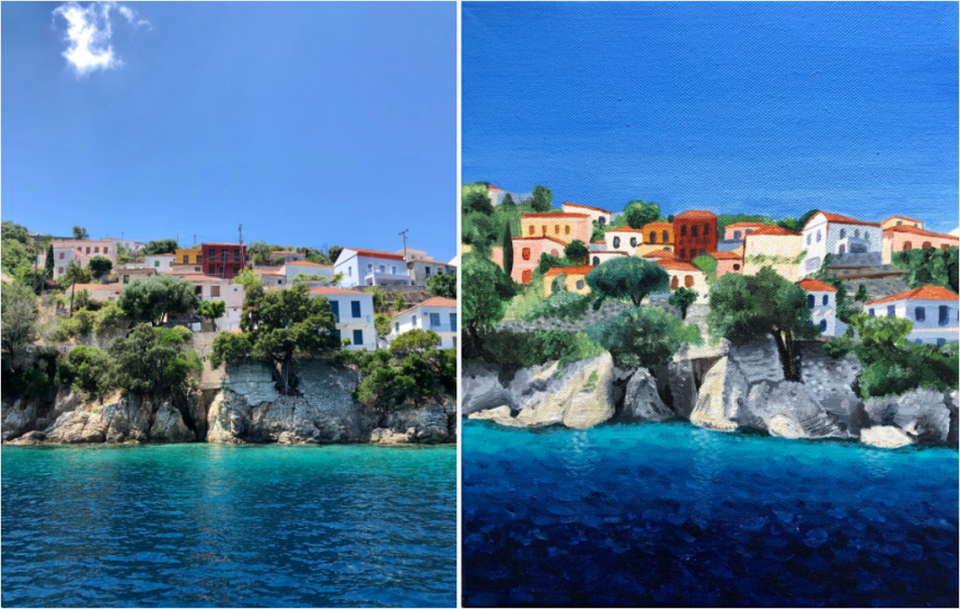 The Well-Travelled Painting: The Greek island of Ithaca seen from the&nbsp;water